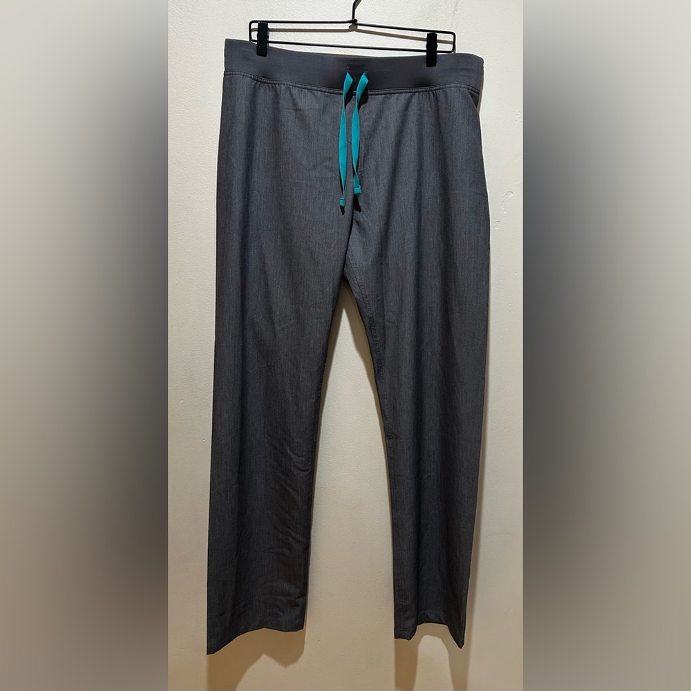 Figs Technical Collection High Waist Livingston Basic Grey Scrubs Pants - Large
